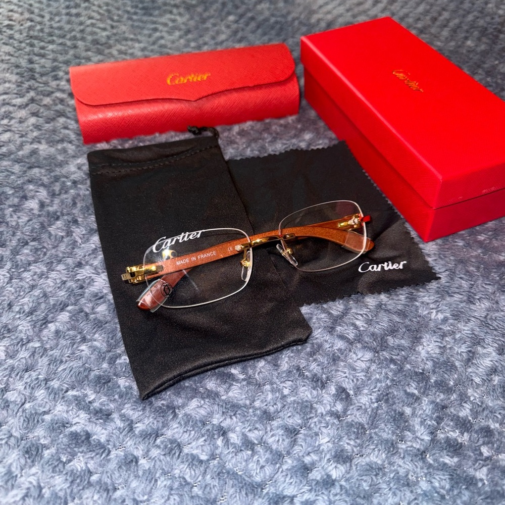 Cartier Men's Glasses in Gold and Brown